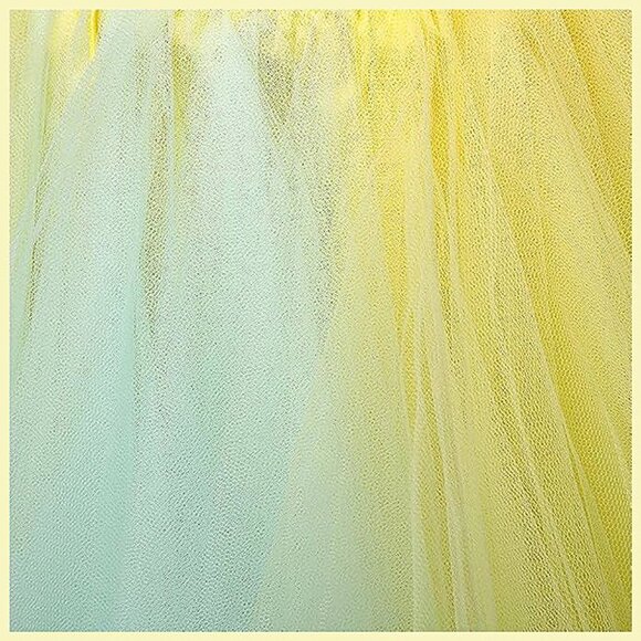 Women's Short Vintage Ballet Skirt Baby Blue and Yellow - Picture 4 of 4